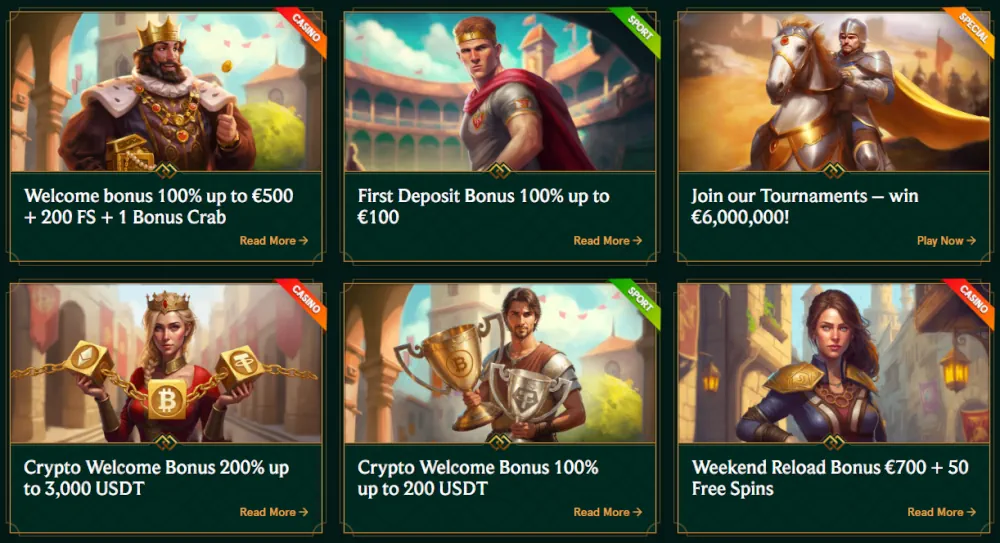 Casinia-talletusbonukset, mukaan lukien tervetulopaketti ja bonuspyörä tarjous.